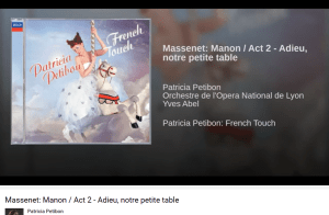 Massenet Manon Adieu notre petite table Petibon
