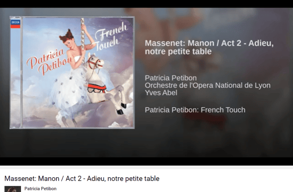 Massenet Manon Adieu notre petite table Petibon