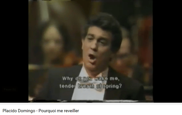 Massenet werther pourquoi me réveiller Domingo