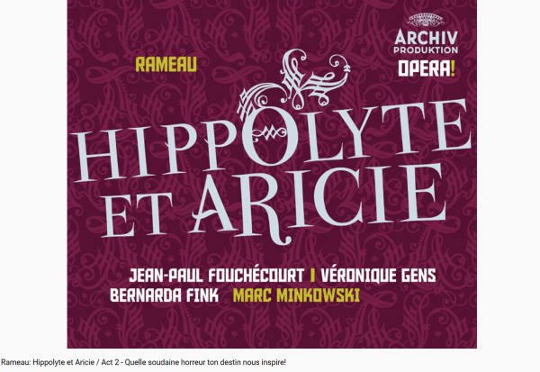 Rameau Hippolyte et Aricie Quelle soudaine horreur
