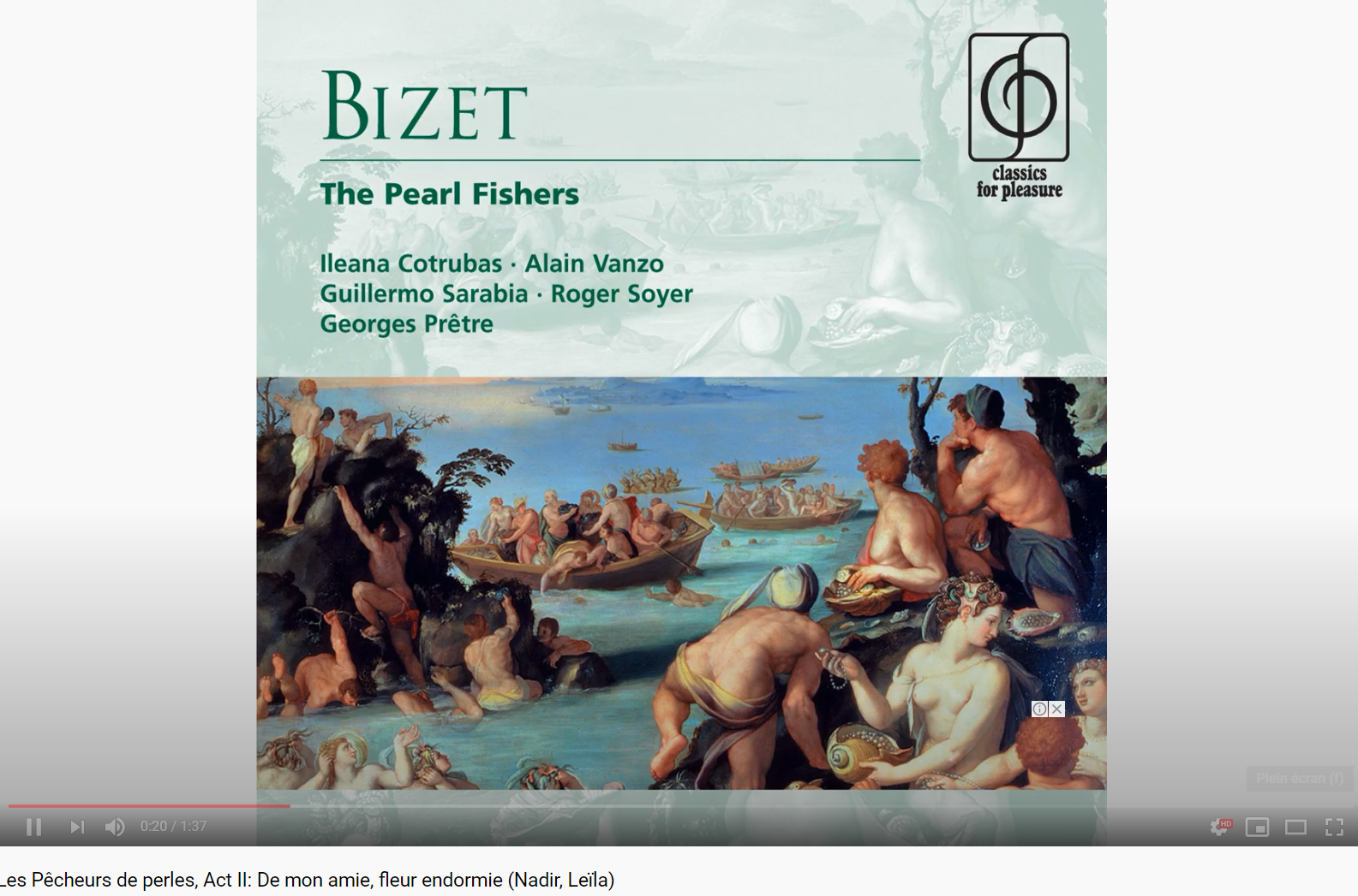 Bizet Les Pêcheurs de perles De mon amie, fleur endormie