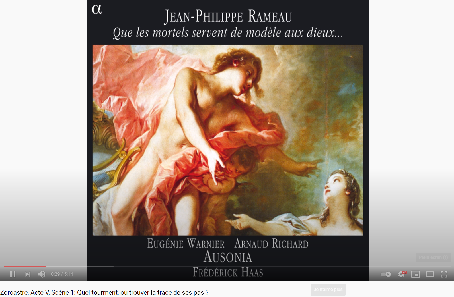 Rameau Zoroastre Quel tourment (Acte V)