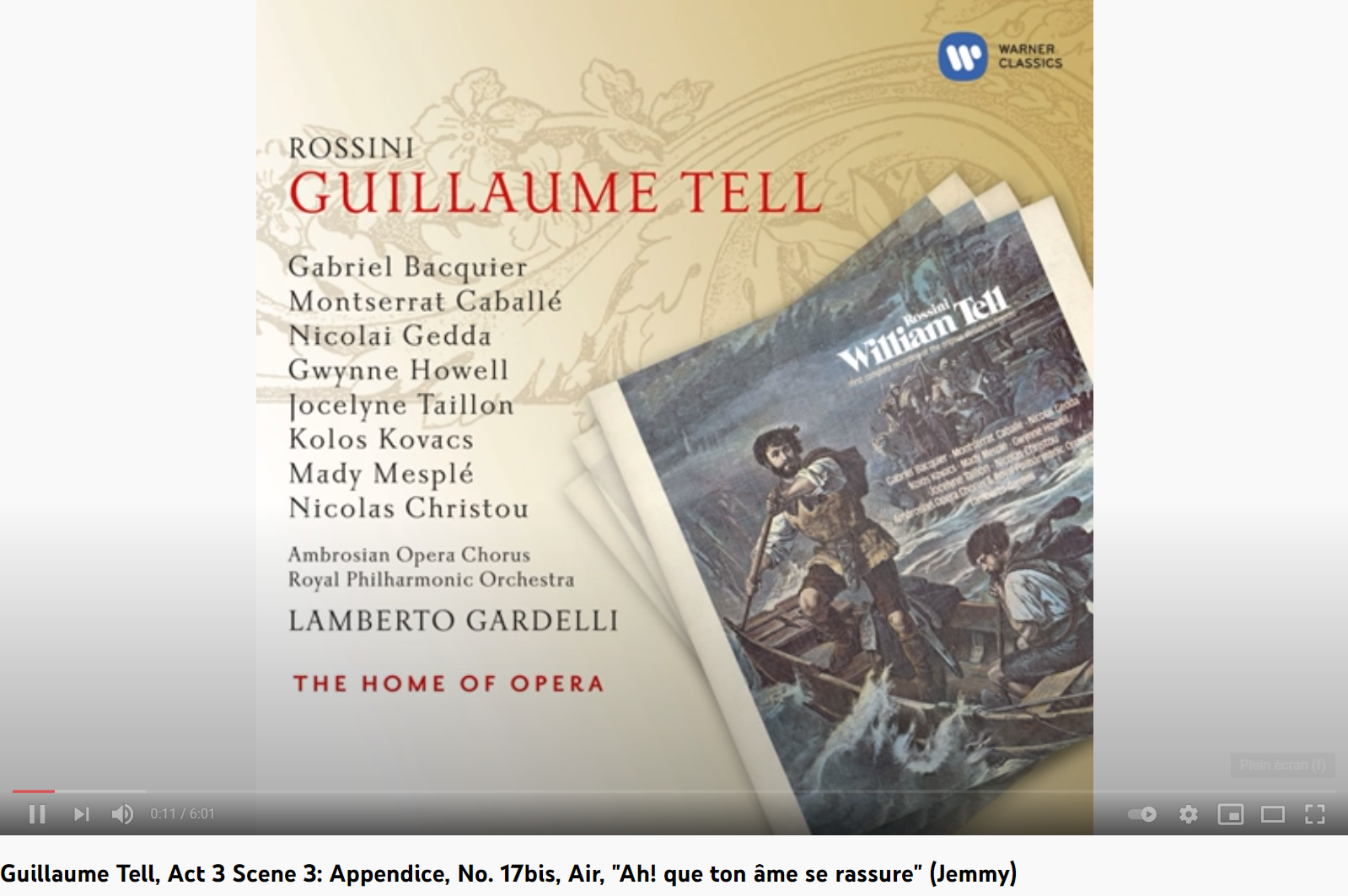 Rossini Guillaume Tell Ah que ton âme se rassure (Jemmy)