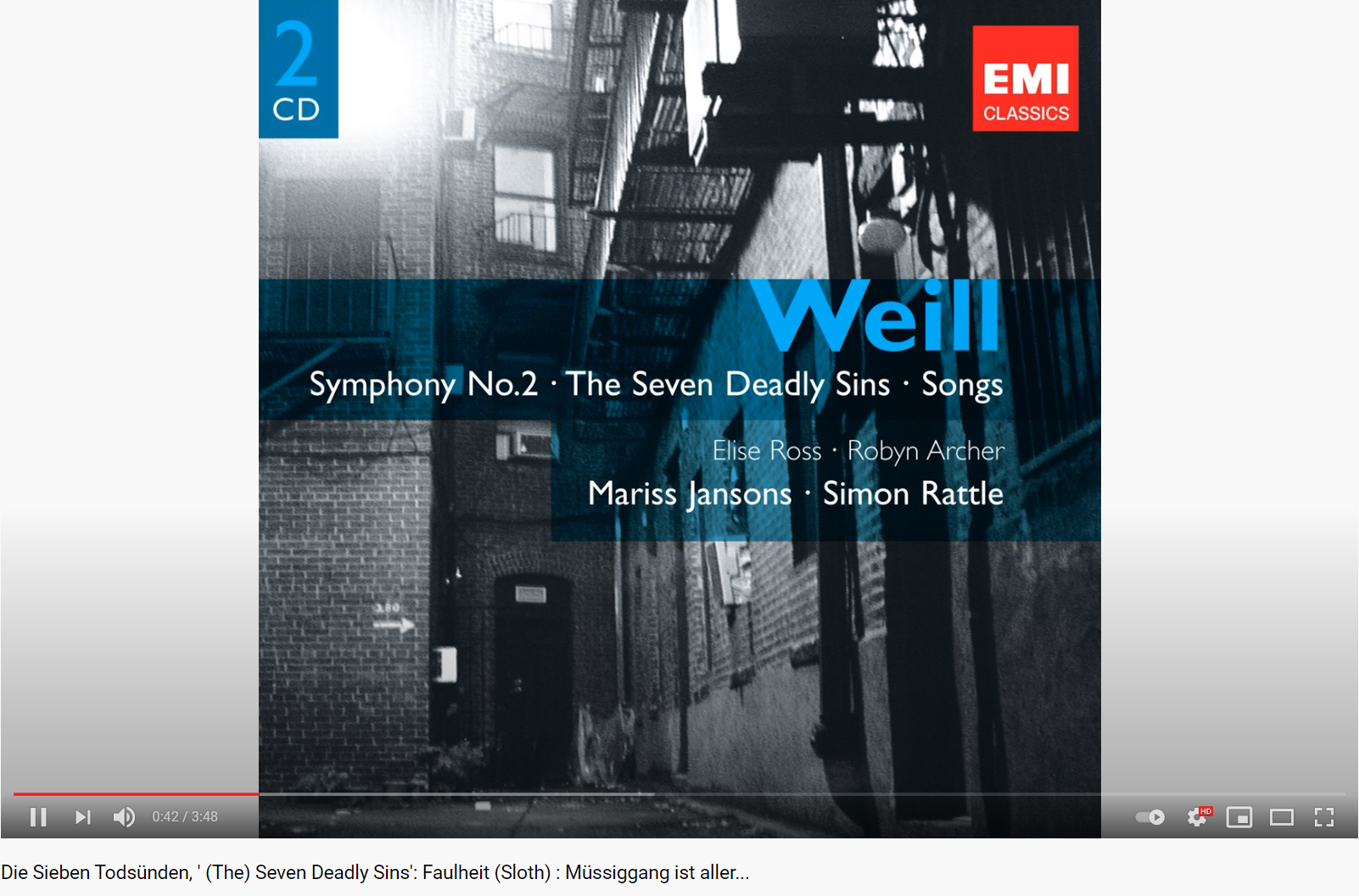 Weill les 7 Péchés capitaux la paresse