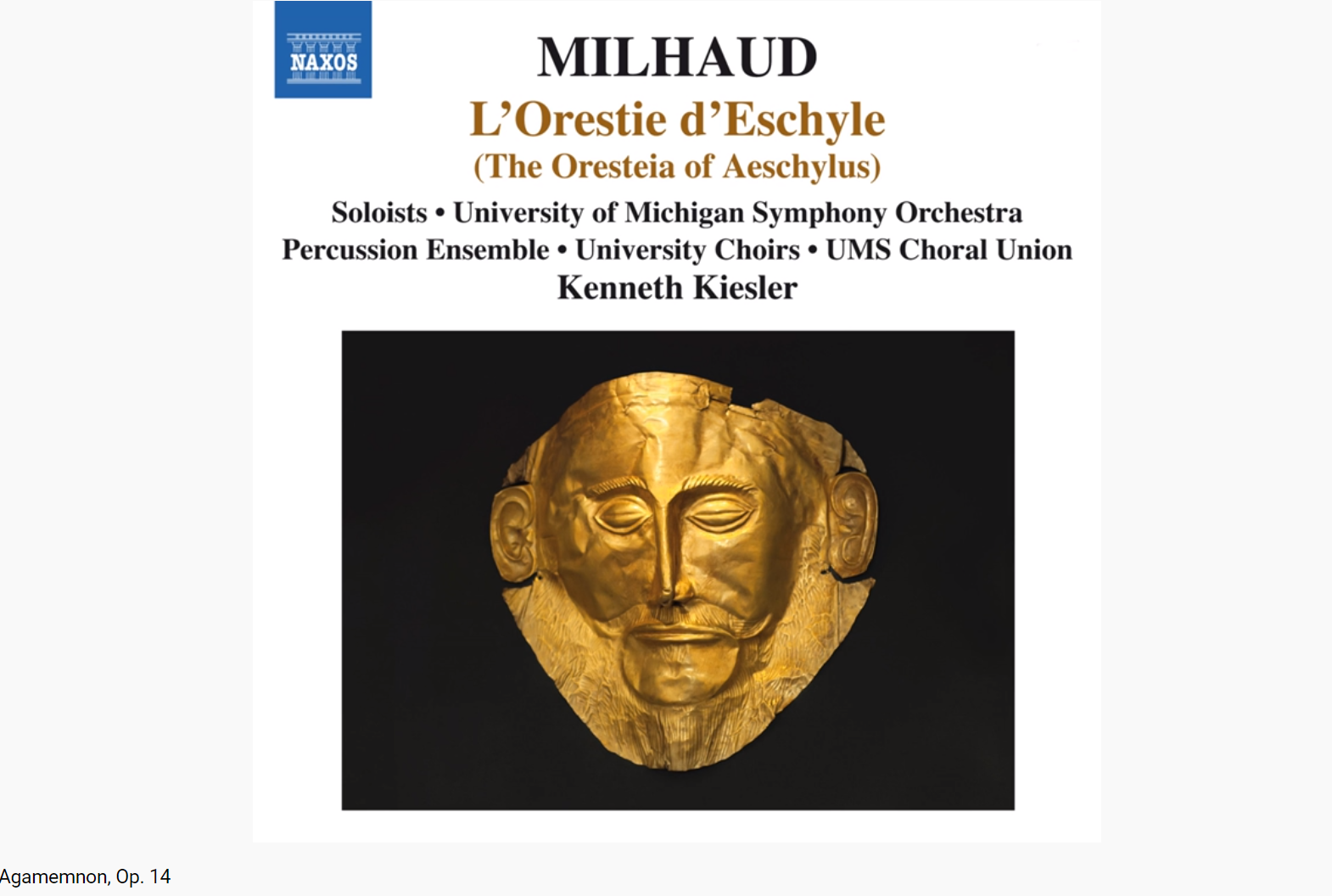 Milhaud l'Orestie Agamemnon