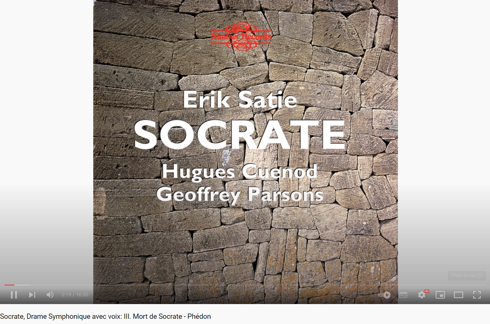Satie Socrate la Mort de Socrate