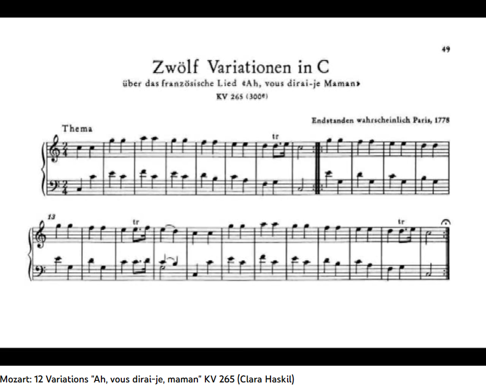 Mozart Variations sur Ah vous dirais-je maman KV 265